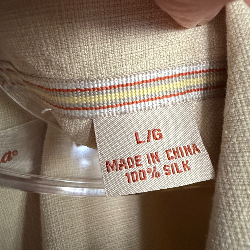 Tommy Bahama Tan Button-down embroidered Silk Shirt, Men’s L - Picture 4 of 9